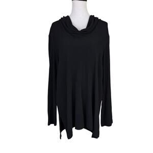 Vintage Gail Morgado Black Long Sleeve Cowl Neck Crepe Knit Travel Tunic Top